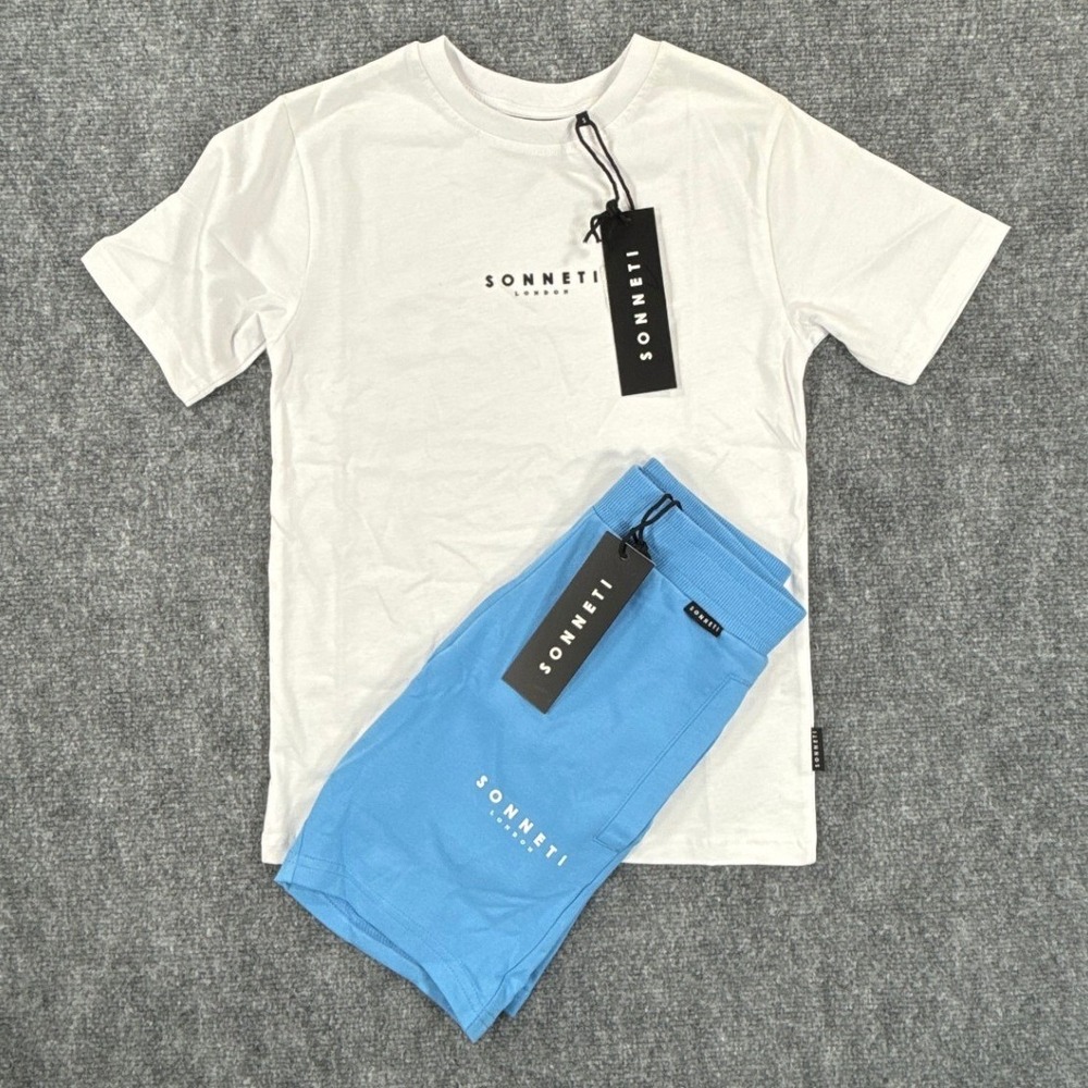 Sonneti London Boys Small 7-8 Years Core T Shirt French Terry Shorts 2PC Set NWT